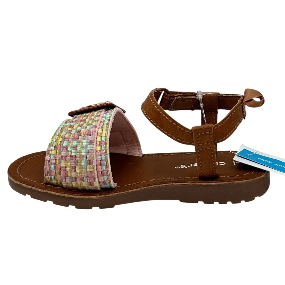 Carter's‎ Toddler Girls Open Toe Sandal Size 7 Brown-Multi Lightweight Comfort